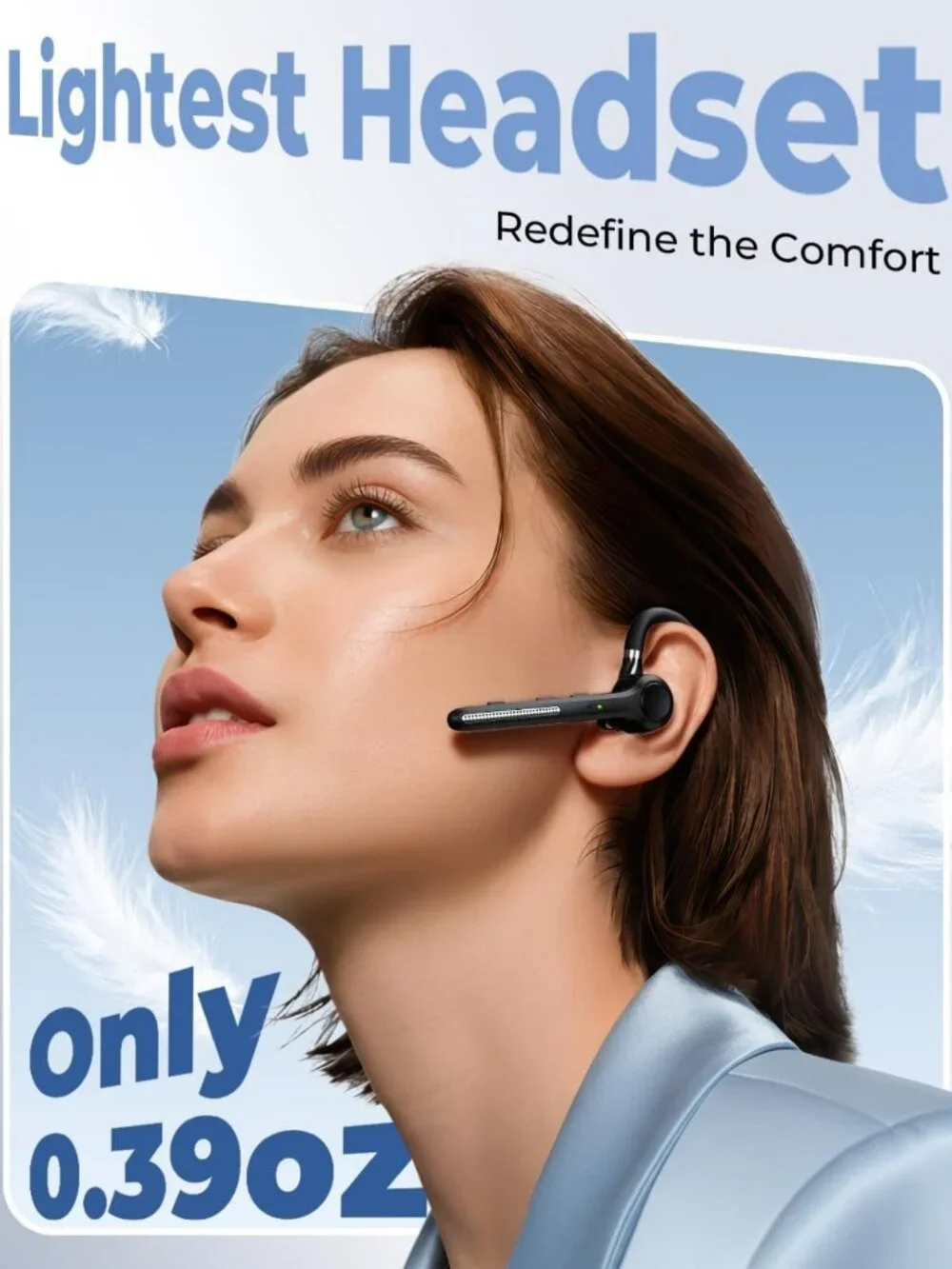 Wireless Bluetooth Headset V5.4 with 500mAh Case, 50H Talk Time, Noise